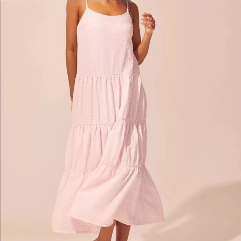 solid and striped pink dress Hinvhai Women's Cotton Summer Striped Midi Dress Elegant Boat Neck Sleeveless A Line Solid Color Dresses Pink, Size: Medium